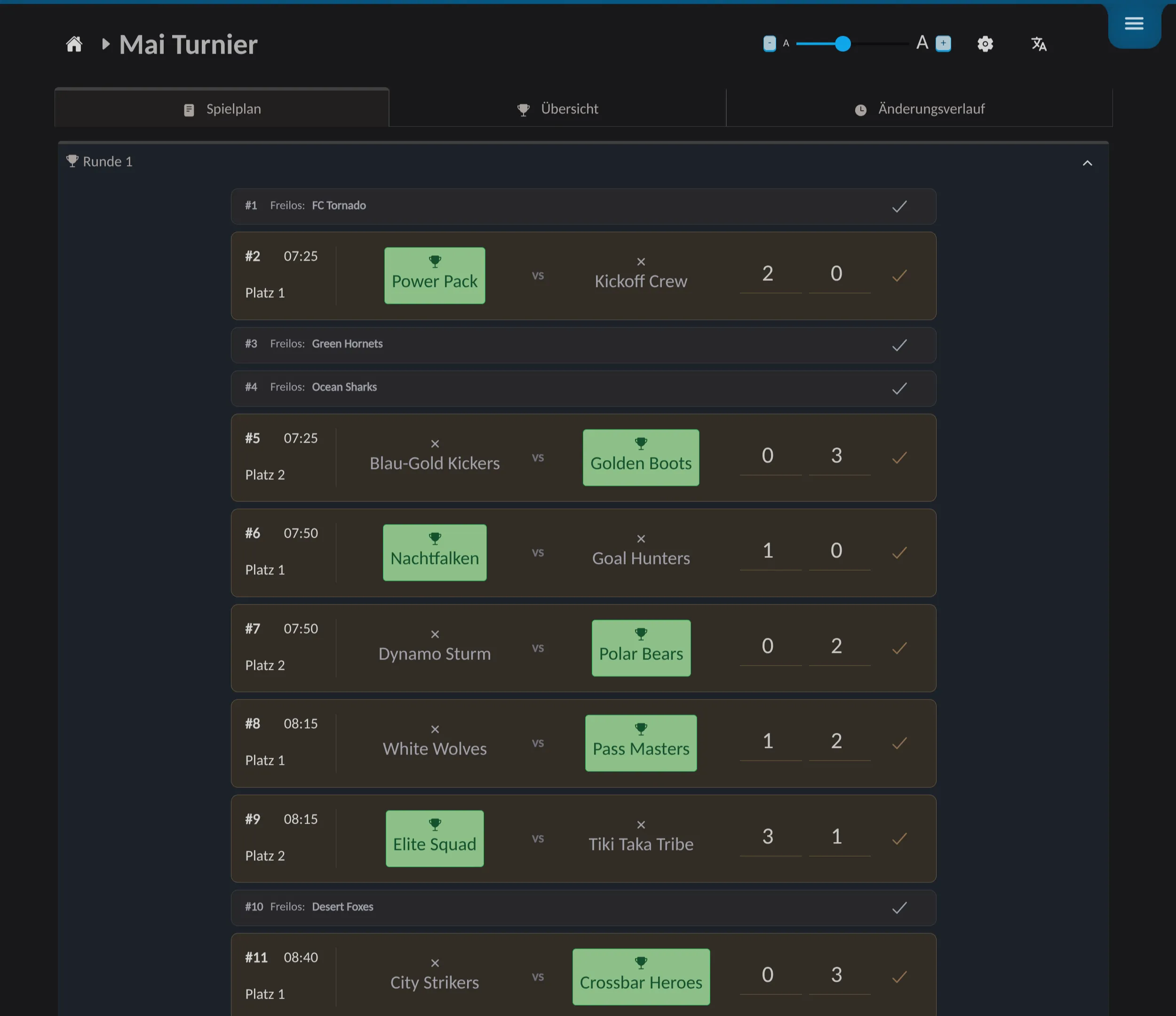 📸 Screenshot: Live-Turnierseite / App-Mockup – So sieht ein laufendes Turnier aus