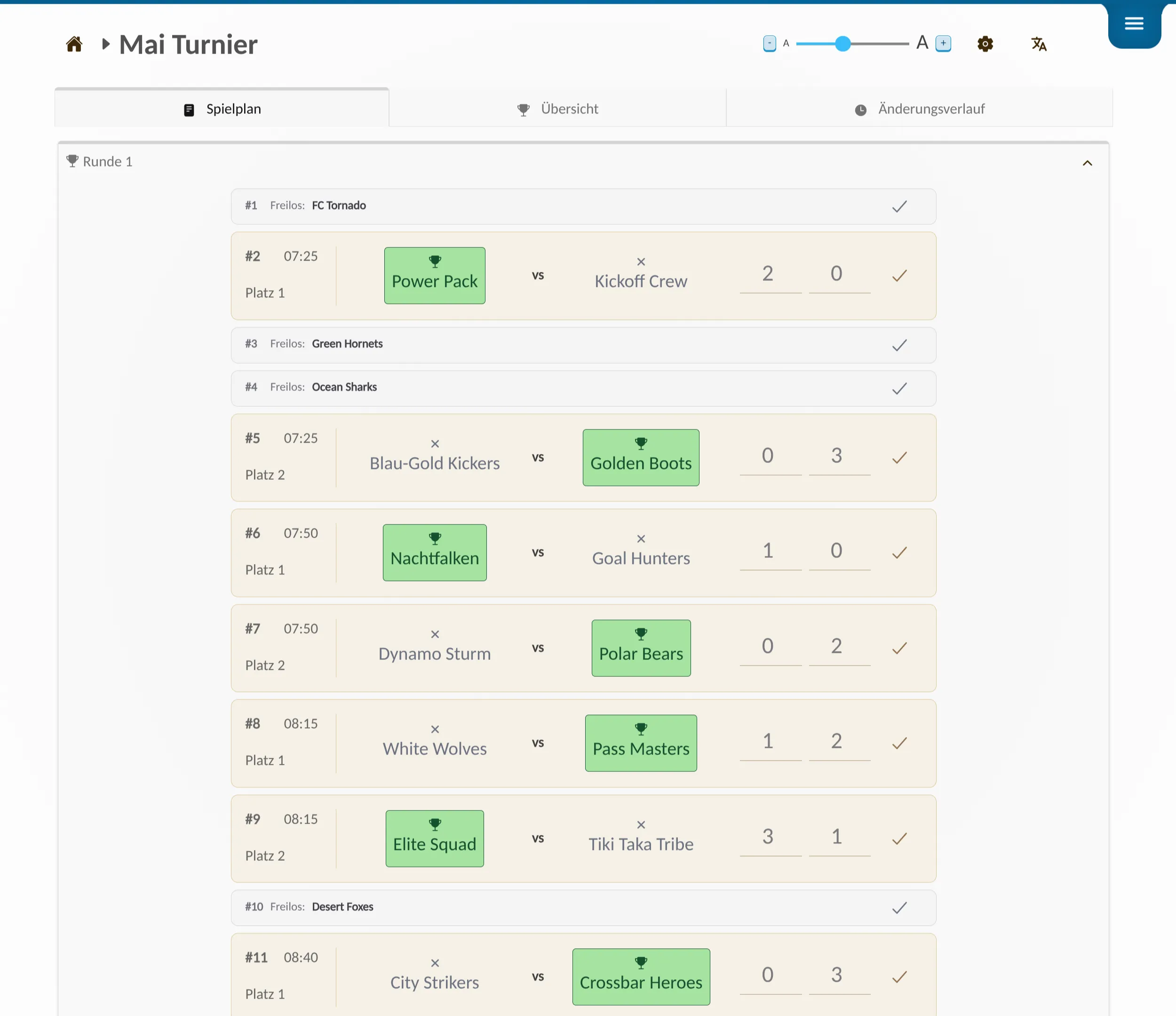 📸 Screenshot: Live-Turnierseite / App-Mockup – So sieht ein laufendes Turnier aus